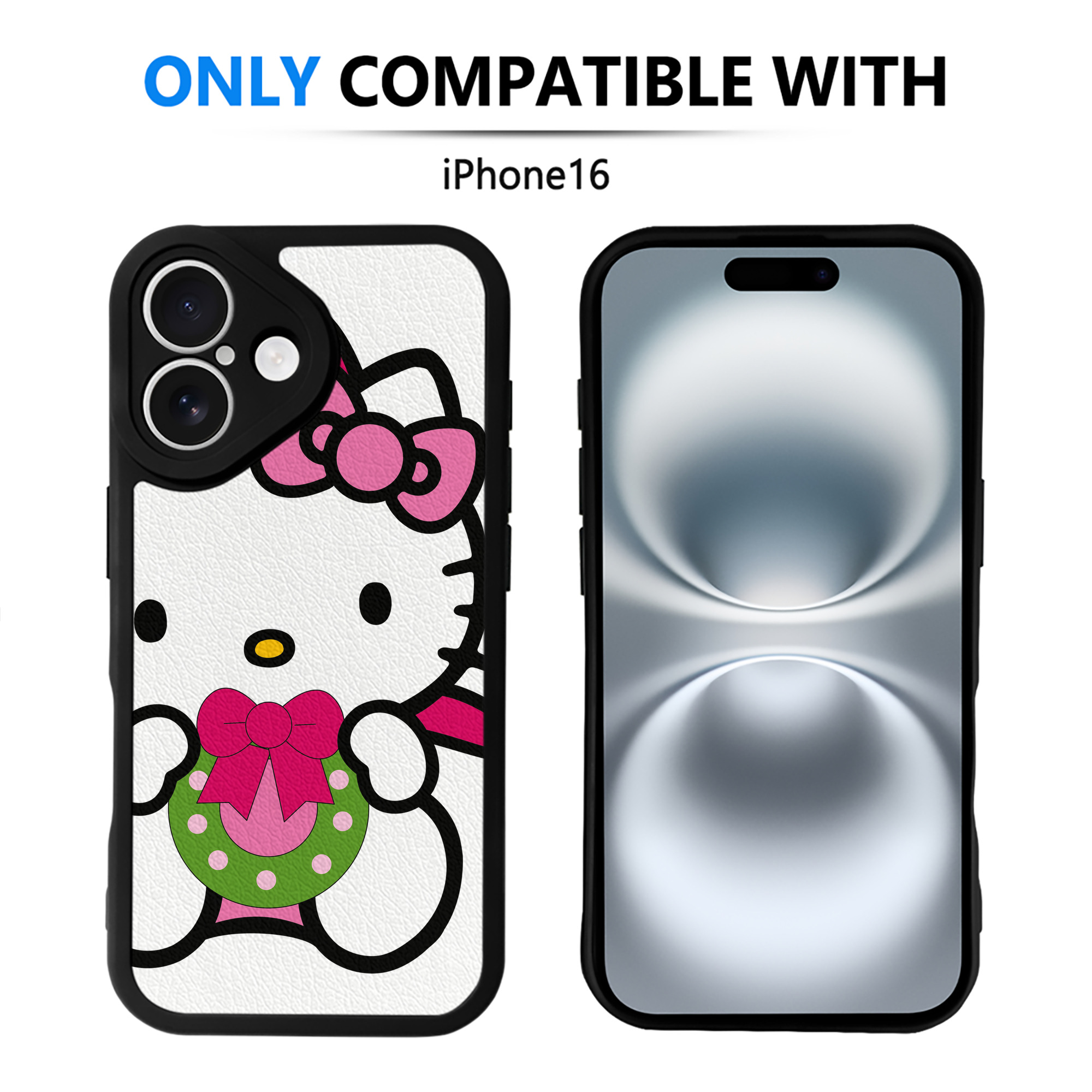 （画像用） Hello Kitty ハローキティ 【iPhone 16シリーズ対応】シリコンスマホケース（レザー調） 材質：シリコン